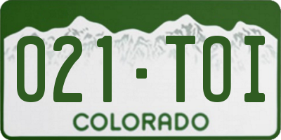 CO license plate 021TOI