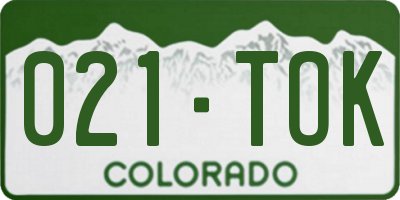 CO license plate 021TOK