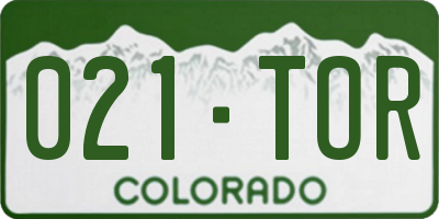 CO license plate 021TOR