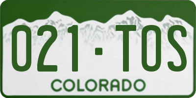 CO license plate 021TOS