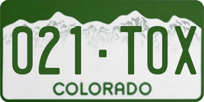 CO license plate 021TOX