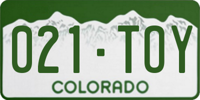 CO license plate 021TOY