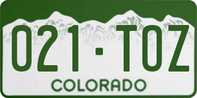 CO license plate 021TOZ