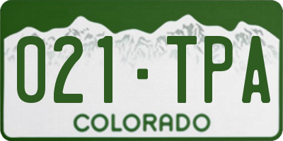CO license plate 021TPA