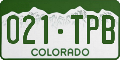 CO license plate 021TPB