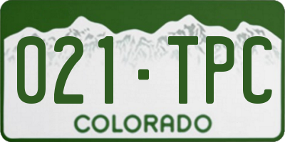CO license plate 021TPC