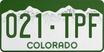 CO license plate 021TPF