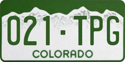 CO license plate 021TPG