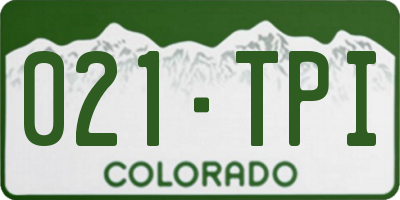 CO license plate 021TPI