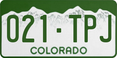 CO license plate 021TPJ