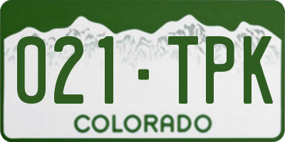 CO license plate 021TPK