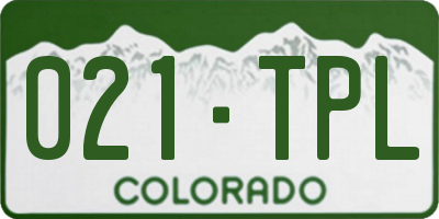 CO license plate 021TPL