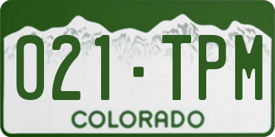 CO license plate 021TPM