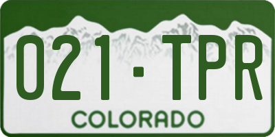 CO license plate 021TPR
