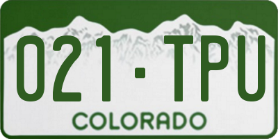 CO license plate 021TPU