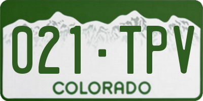 CO license plate 021TPV