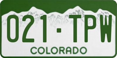 CO license plate 021TPW