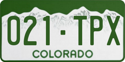 CO license plate 021TPX