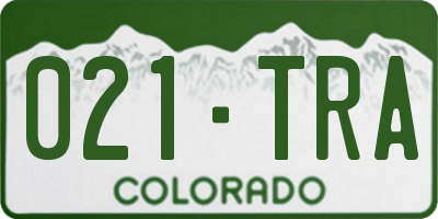 CO license plate 021TRA