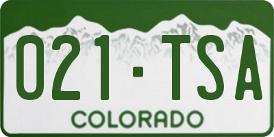 CO license plate 021TSA