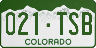 CO license plate 021TSB
