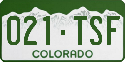 CO license plate 021TSF