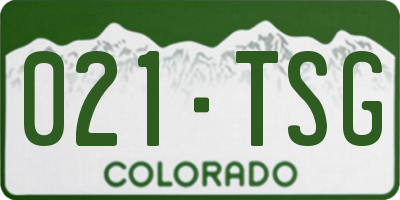 CO license plate 021TSG