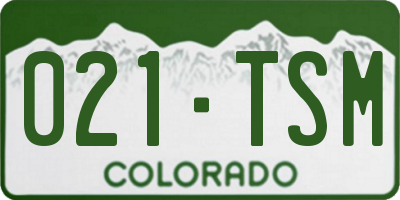CO license plate 021TSM