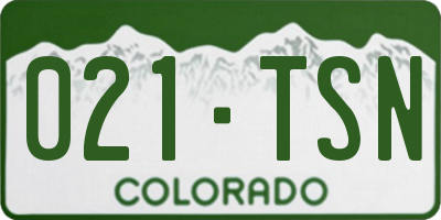 CO license plate 021TSN