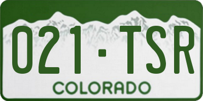 CO license plate 021TSR