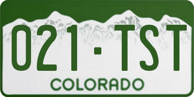CO license plate 021TST
