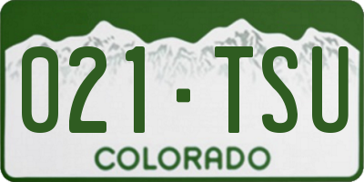 CO license plate 021TSU
