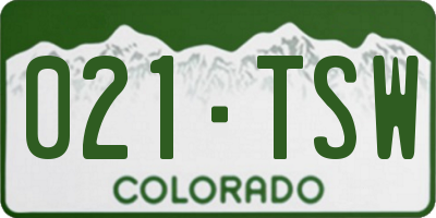 CO license plate 021TSW