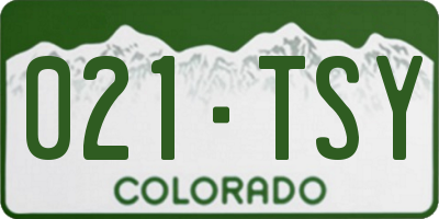 CO license plate 021TSY