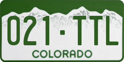 CO license plate 021TTL