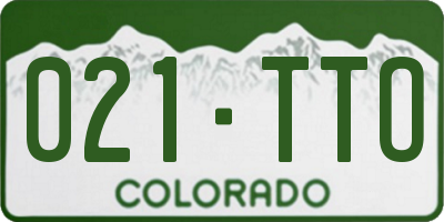 CO license plate 021TTO