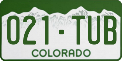 CO license plate 021TUB