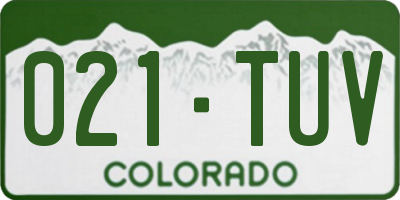 CO license plate 021TUV