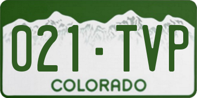 CO license plate 021TVP