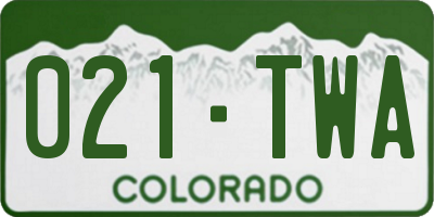 CO license plate 021TWA