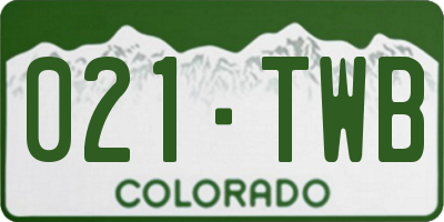 CO license plate 021TWB