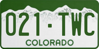 CO license plate 021TWC