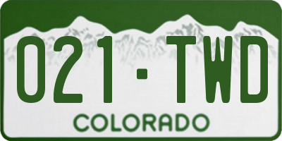 CO license plate 021TWD