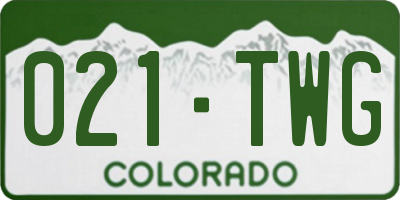 CO license plate 021TWG