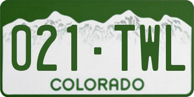 CO license plate 021TWL