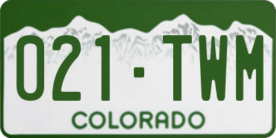 CO license plate 021TWM