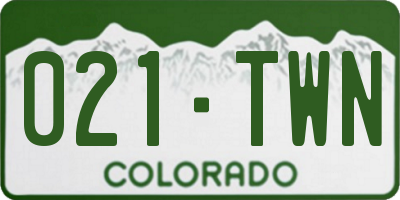 CO license plate 021TWN