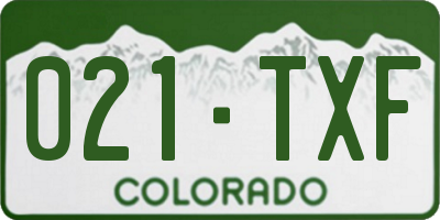 CO license plate 021TXF