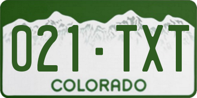 CO license plate 021TXT