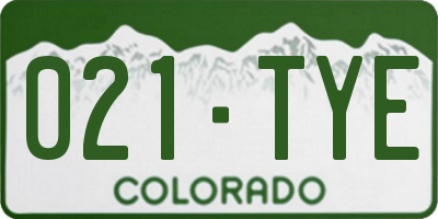 CO license plate 021TYE